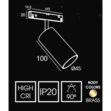 1003 Track Spot 10w Brass Finish For 10mm Magnetic Track