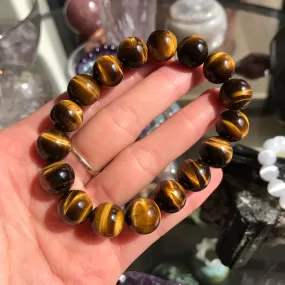 12mm Top Quality Brown Tiger Eye Bracelet | Fashion Healing Stone Jewelry for Men Women