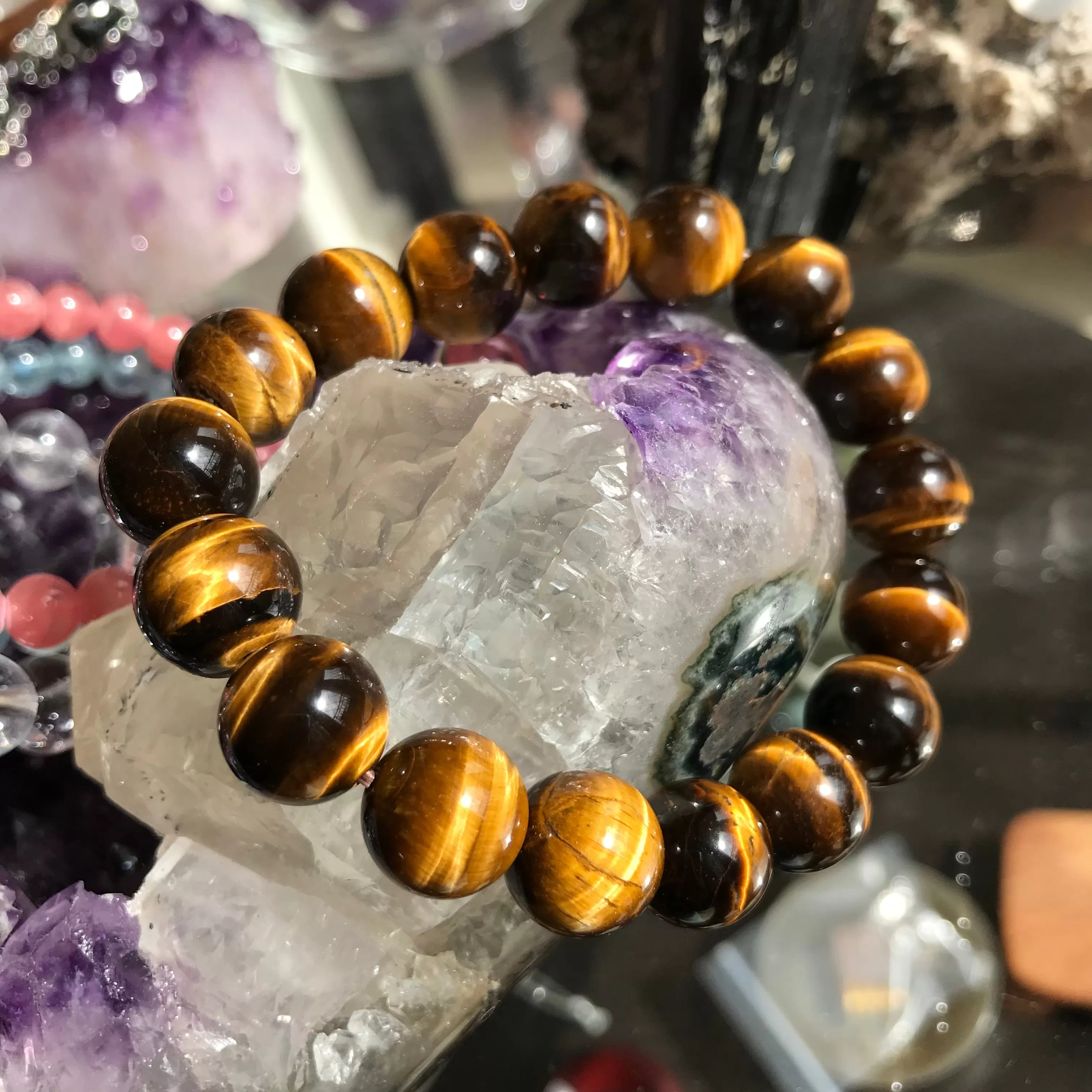 12mm Top Quality Brown Tiger Eye Bracelet | Fashion Healing Stone Jewelry for Men Women