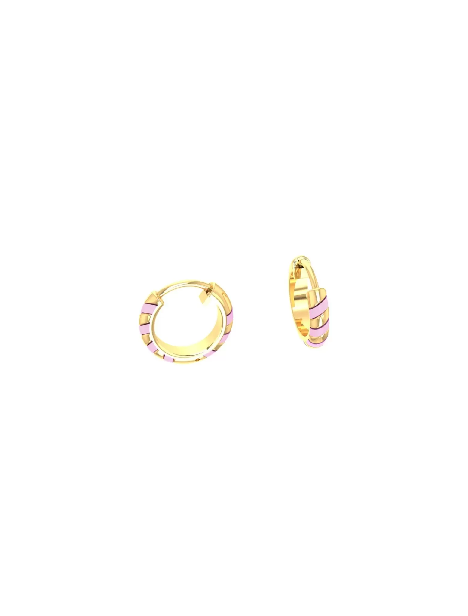 18K Gold Enamel Striped Hoop Earrings