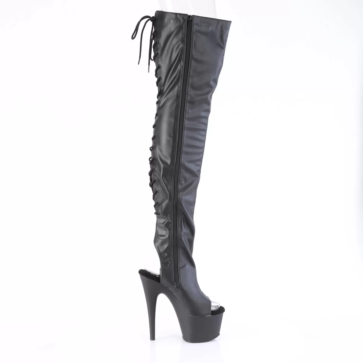 7 Inch Heel ADORE-3017 Black Stretch Pu