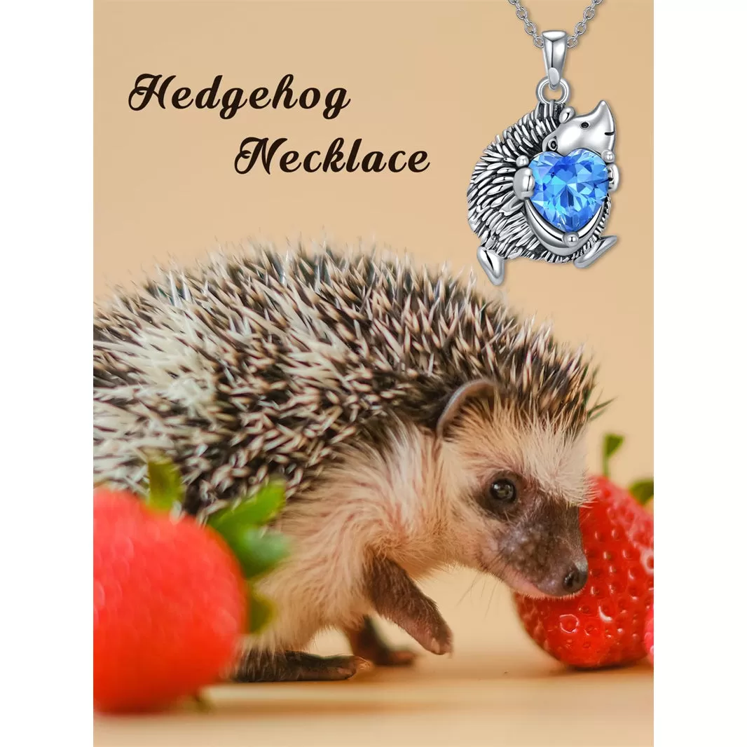 925 Sterling Silver Bunny/Hedgehog/Rabbit Necklace Cute Animal Heart CZ Pendant Inspirational Birthday Jewelry Gifts for Women Girls Animals Lover