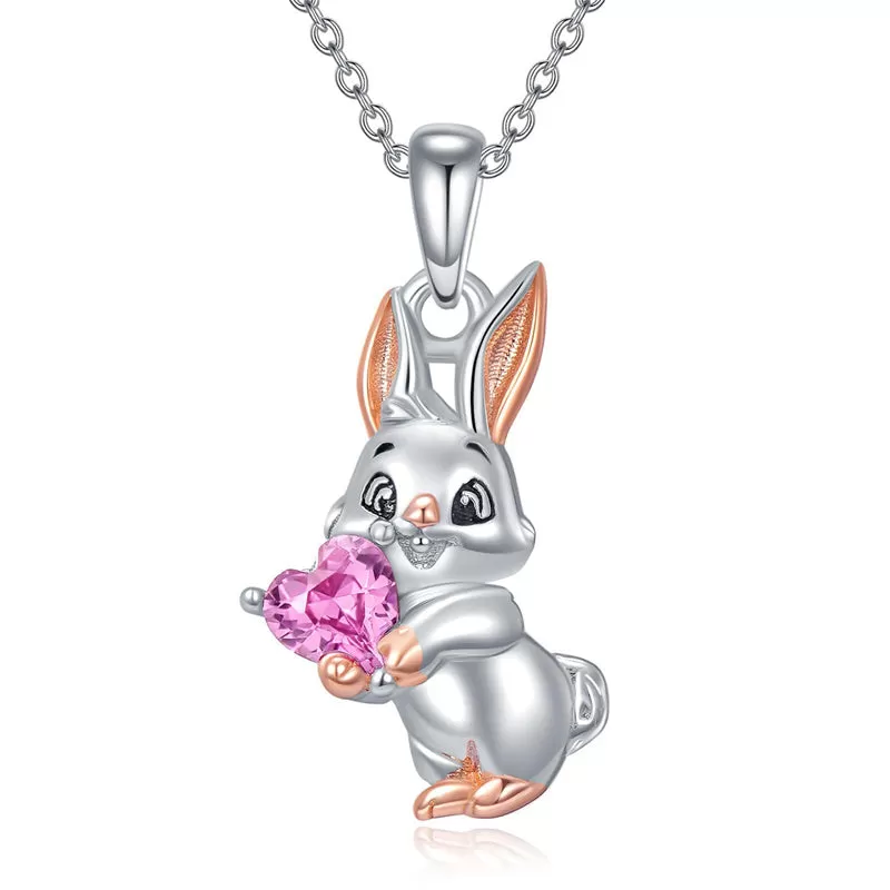 925 Sterling Silver Bunny/Hedgehog/Rabbit Necklace Cute Animal Heart CZ Pendant Inspirational Birthday Jewelry Gifts for Women Girls Animals Lover