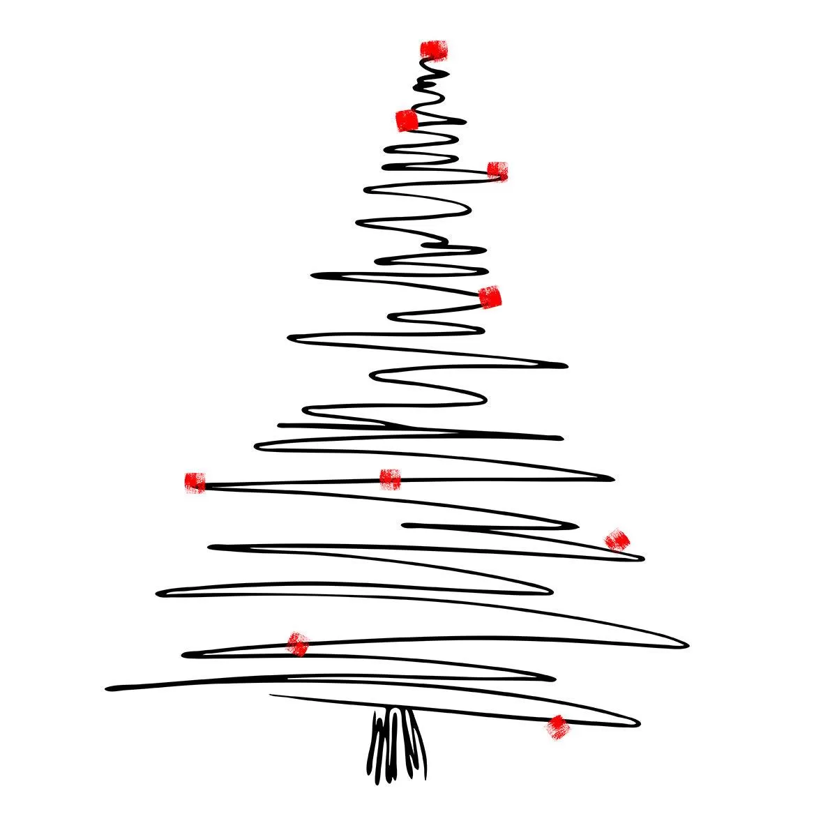 Abstract One Line Drawing Christmas Tree