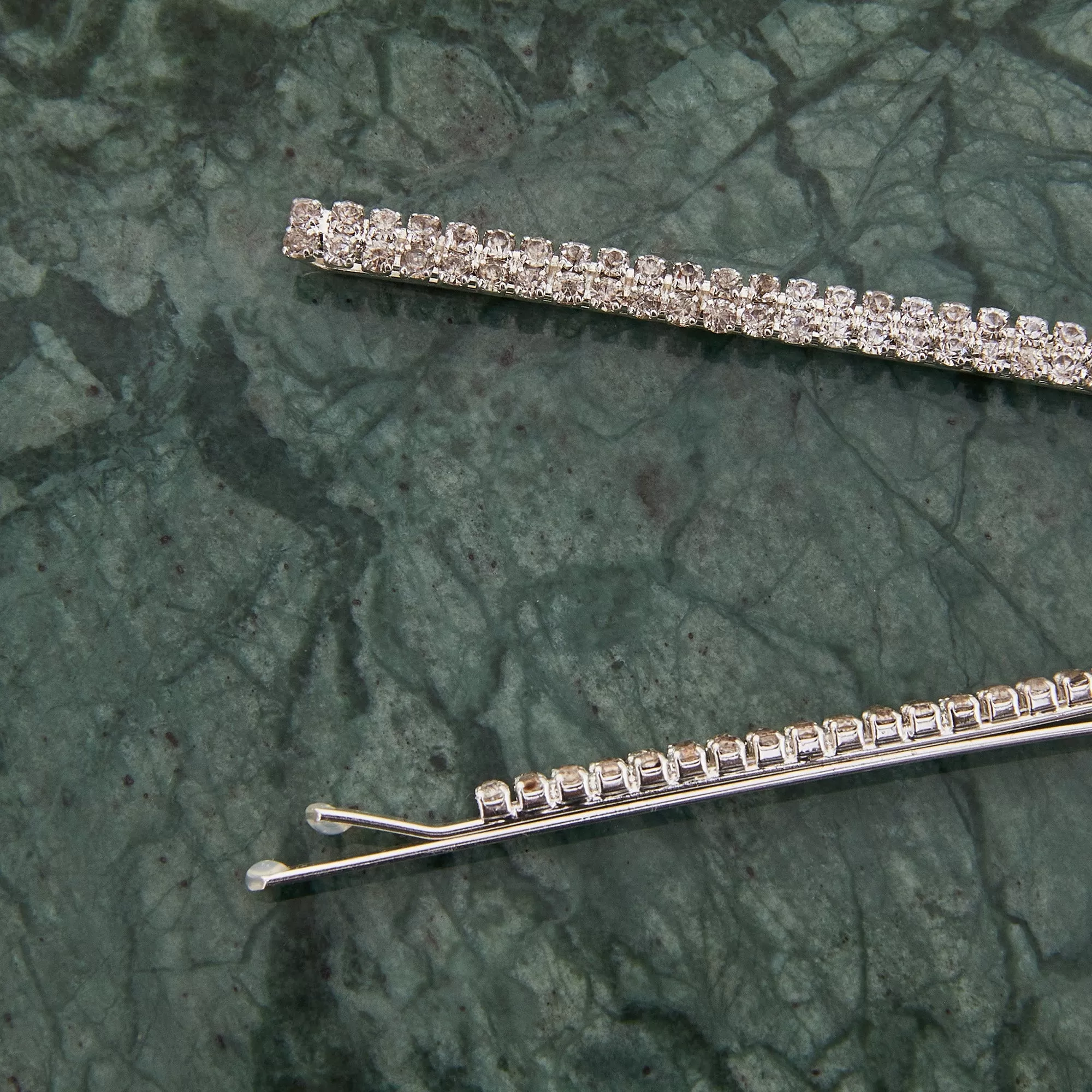 Accessorize London Silver Sparkle Diamante Hair Slides Set Of Two