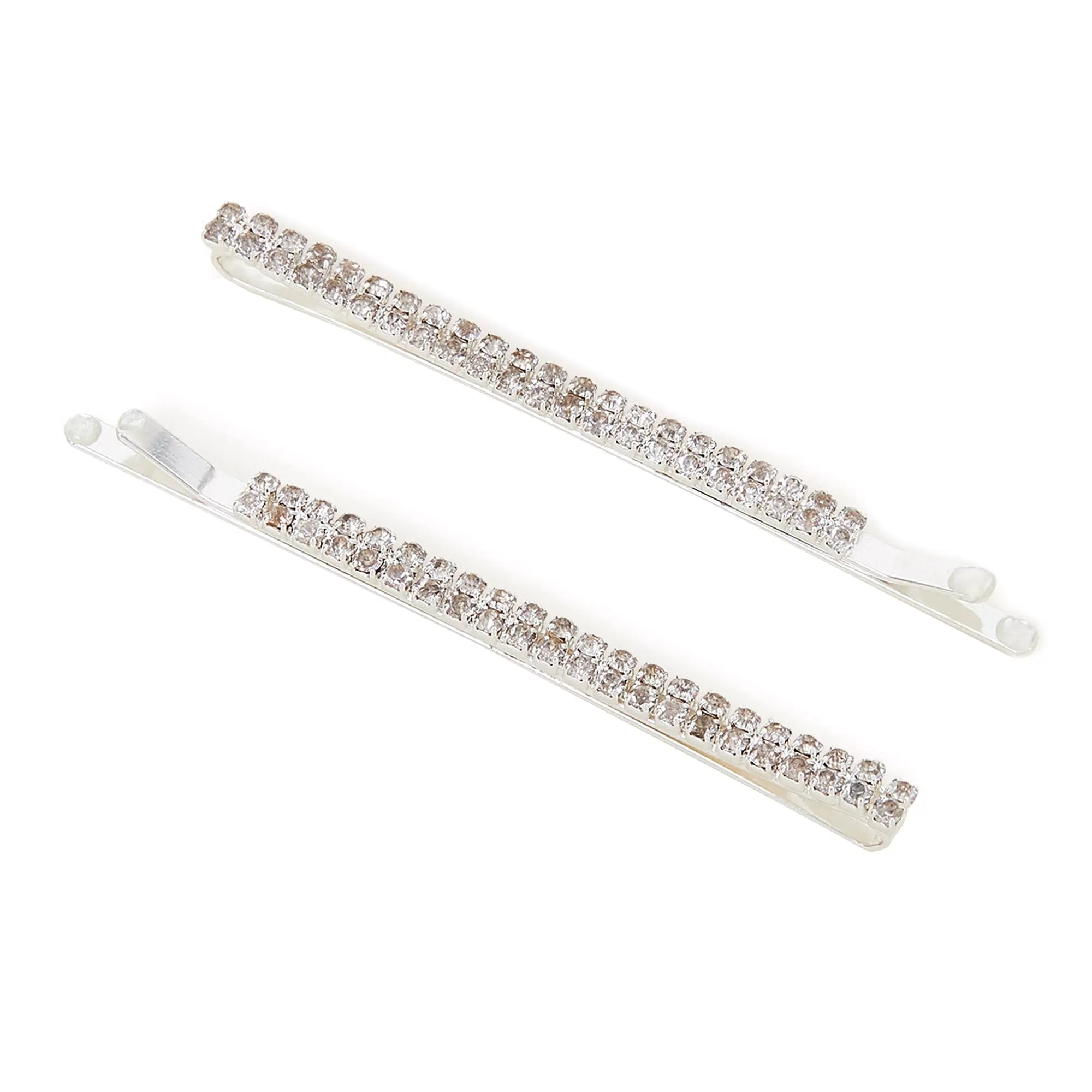 Accessorize London Silver Sparkle Diamante Hair Slides Set Of Two