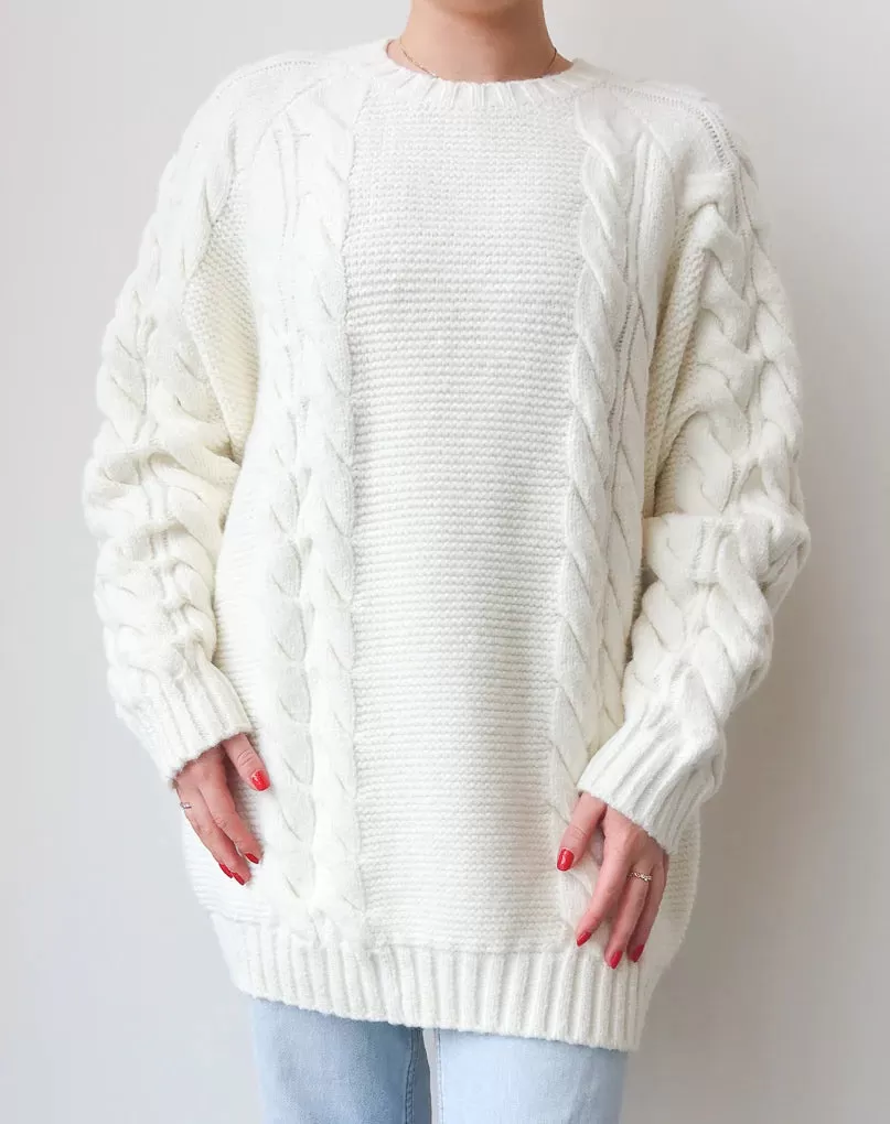 Adele Cable Knit Big Sister Sweater