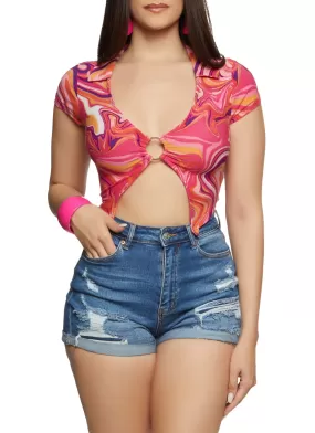 Almost Famous Collared O Ring Detail Crop Top