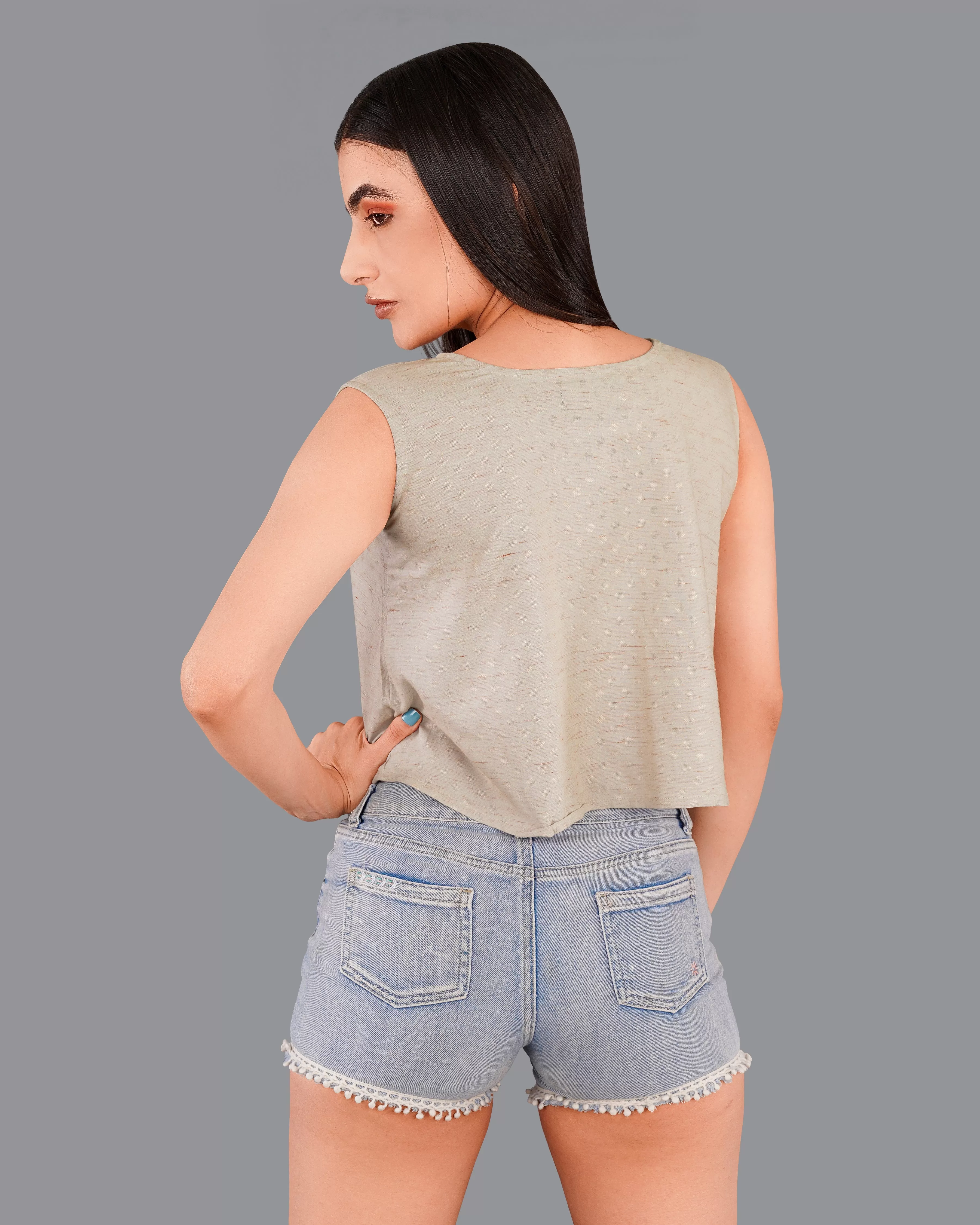 Amber Brown Premium Cotton Crop Top