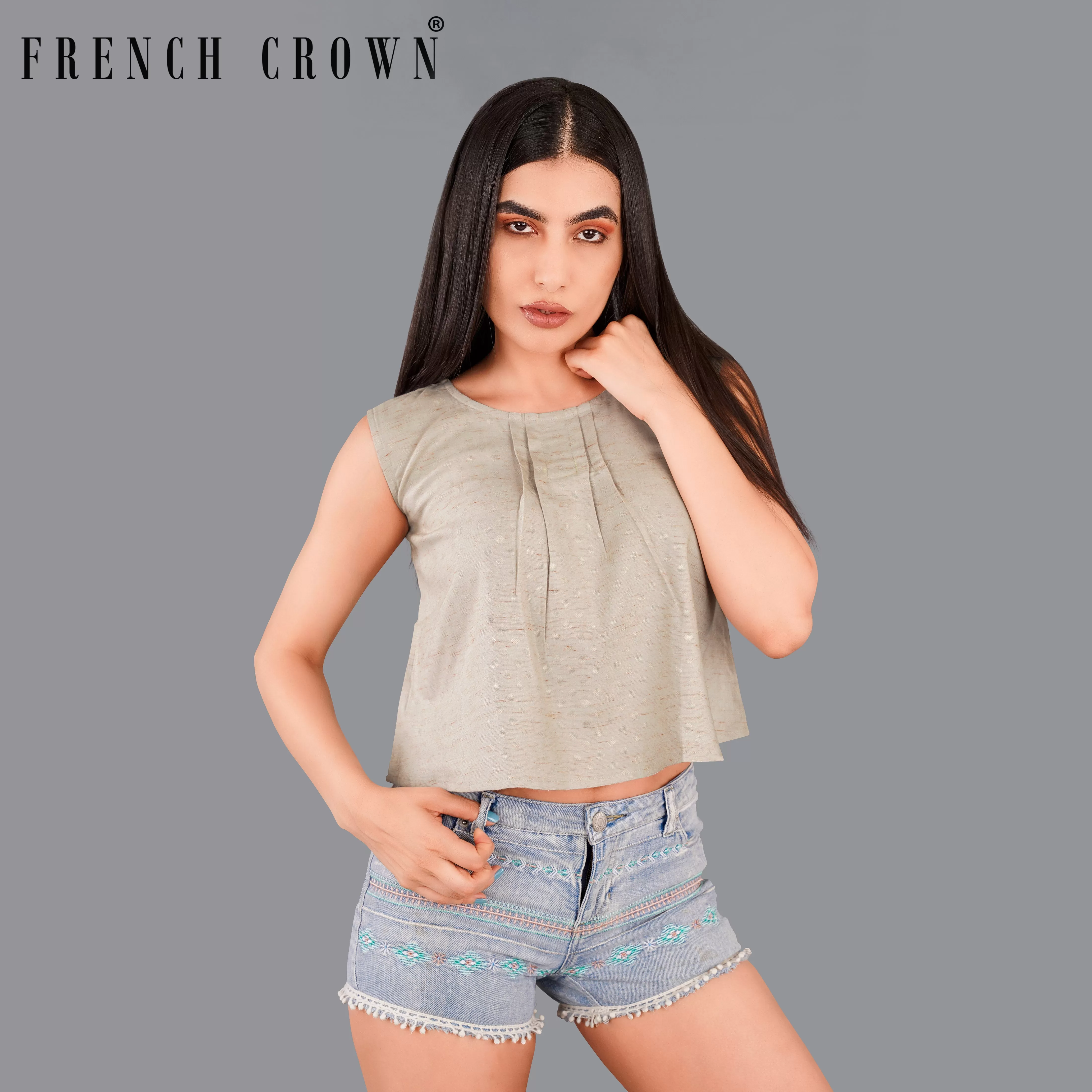 Amber Brown Premium Cotton Crop Top