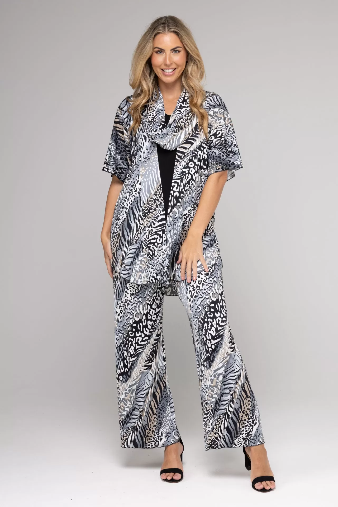 Animal Print Jersey Short Sleeve Kimono