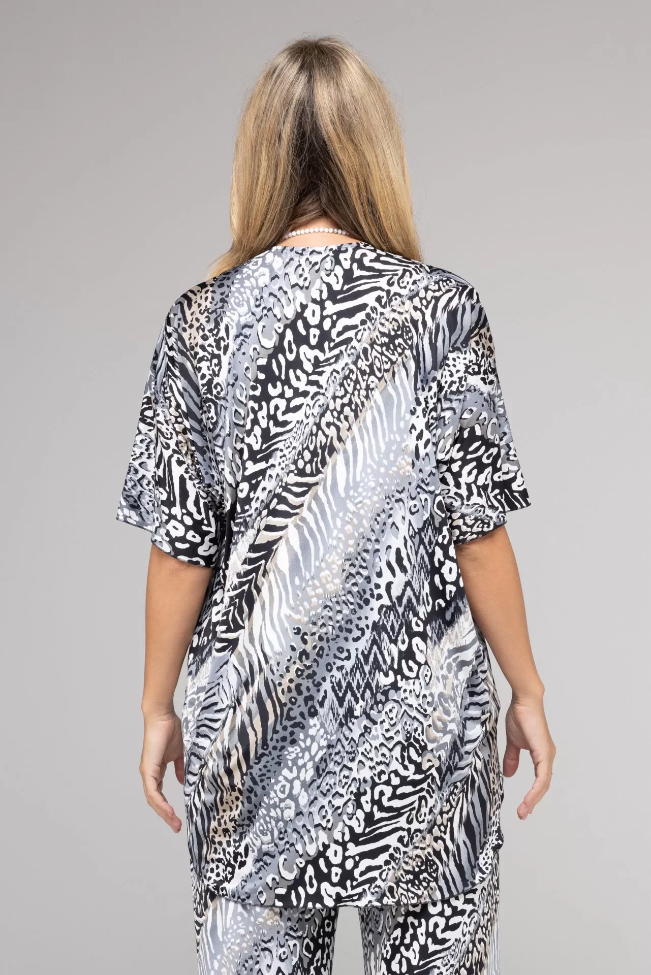 Animal Print Jersey Short Sleeve Kimono