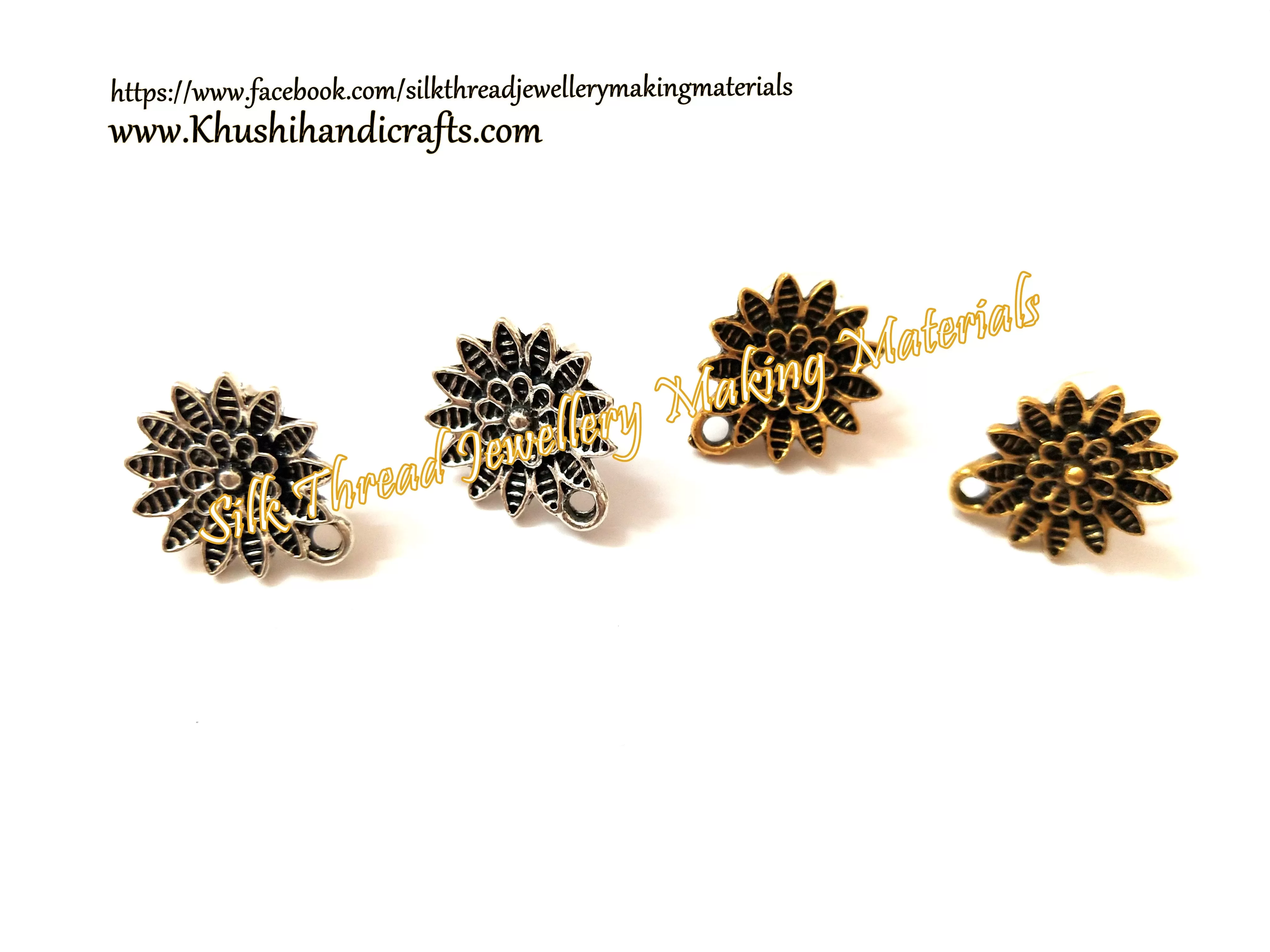 Antique Gold Silver Flower stud -ST56