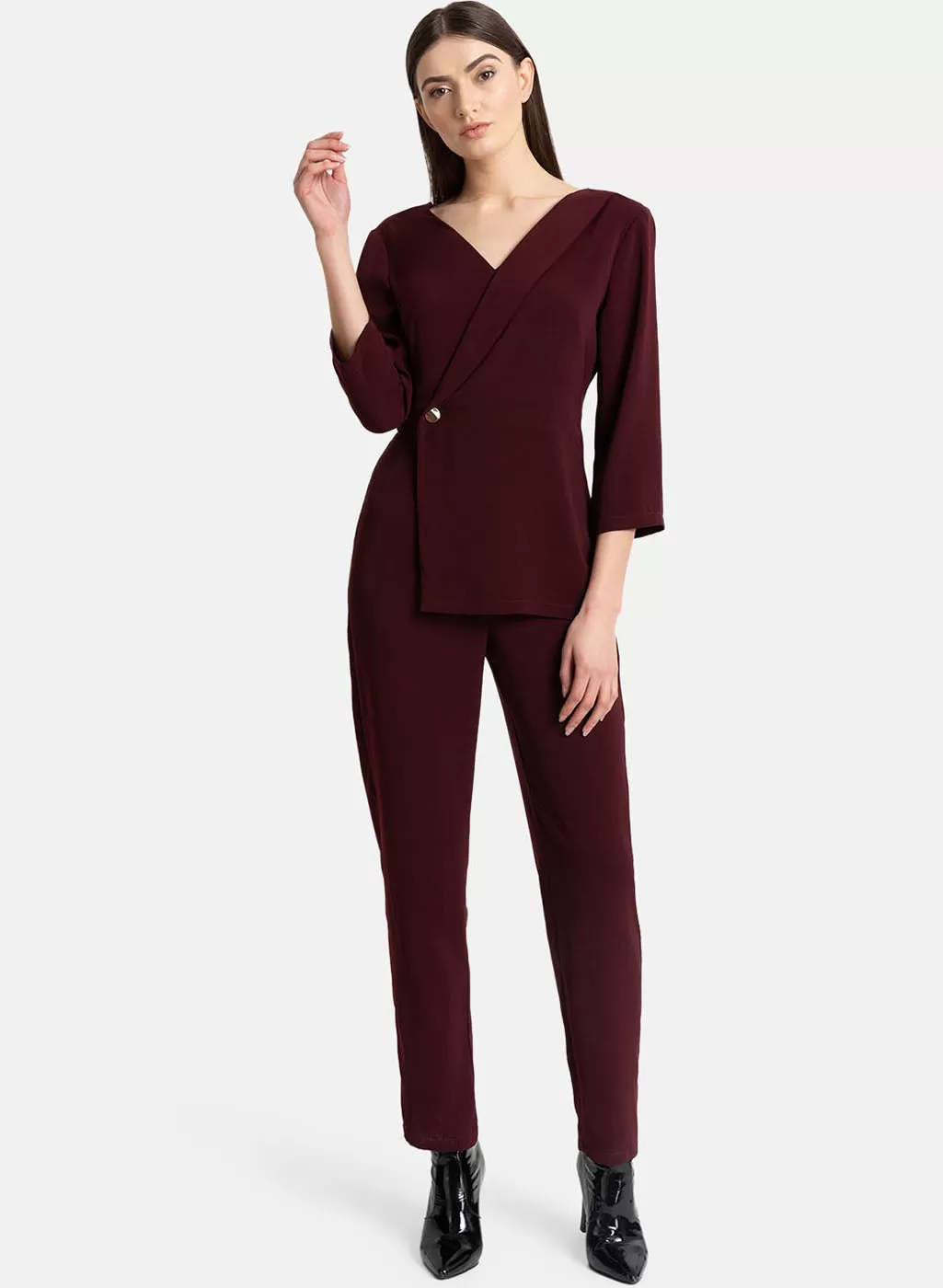 Asymmetric Coat Detail Jumpsuit