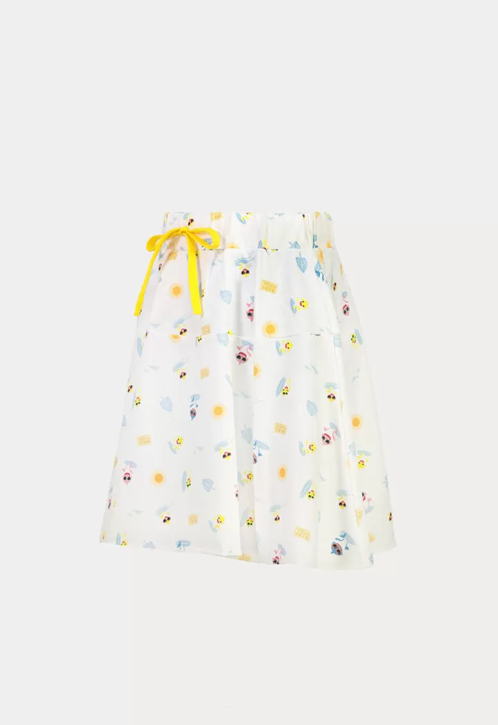 Baby Shark Drawstring Printed Skirt