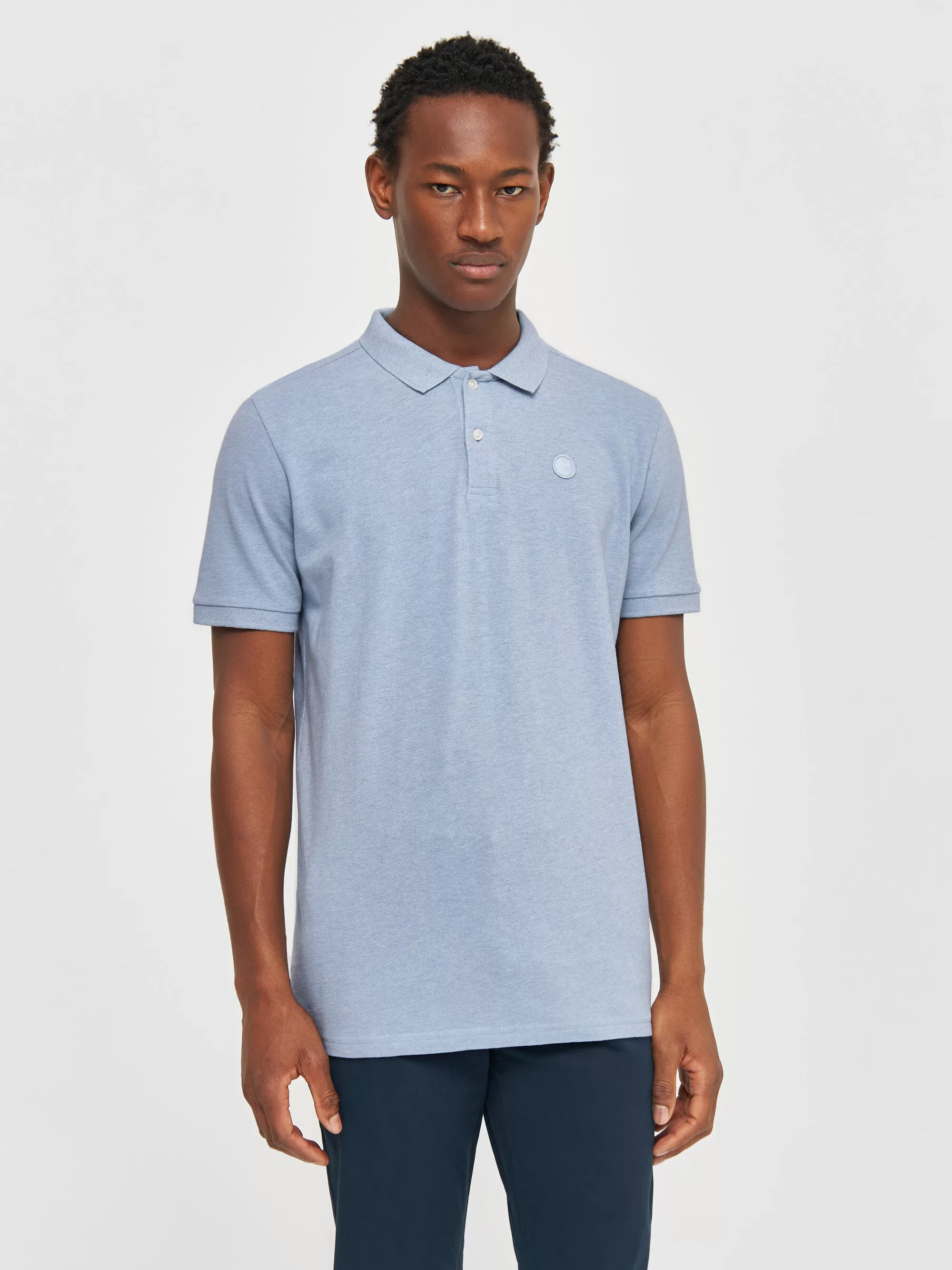 Basic badge polo - Sky way melange