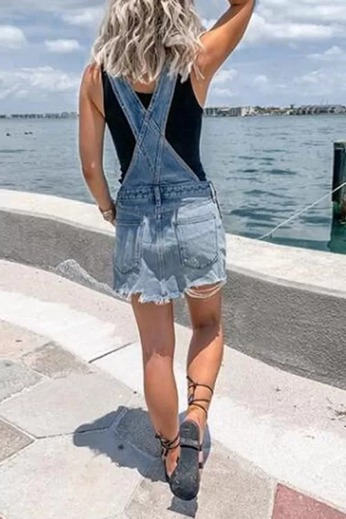 Basic Denim Overall Mini Dress