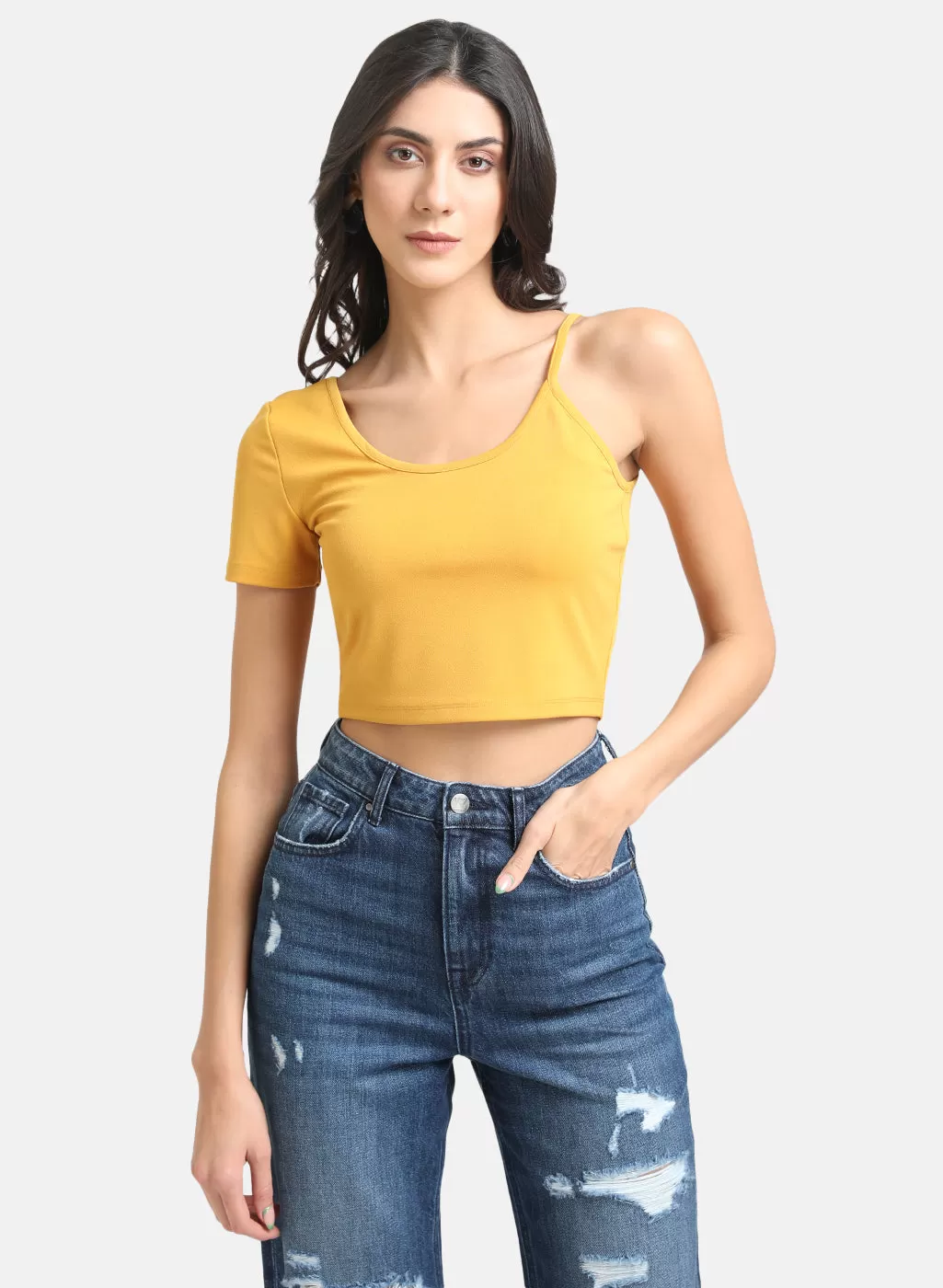 Basic One Shoulder Crop Top