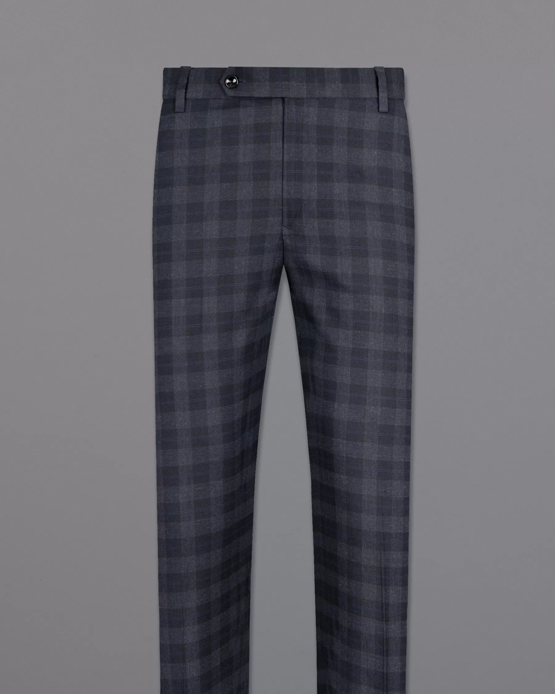 Bastille Grey Plaid Wool Rich Cross Placket Bandhgala Suit