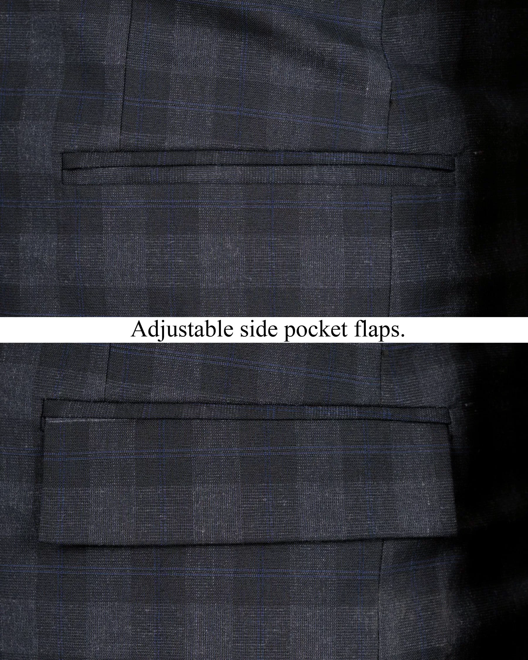 Bastille Grey Plaid Wool Rich Cross Placket Bandhgala Suit