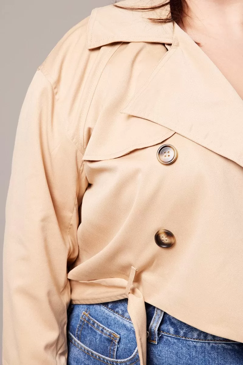 Beige Crop Trench Coat