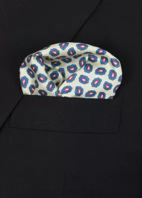 Beige Red Blue Pocket Square