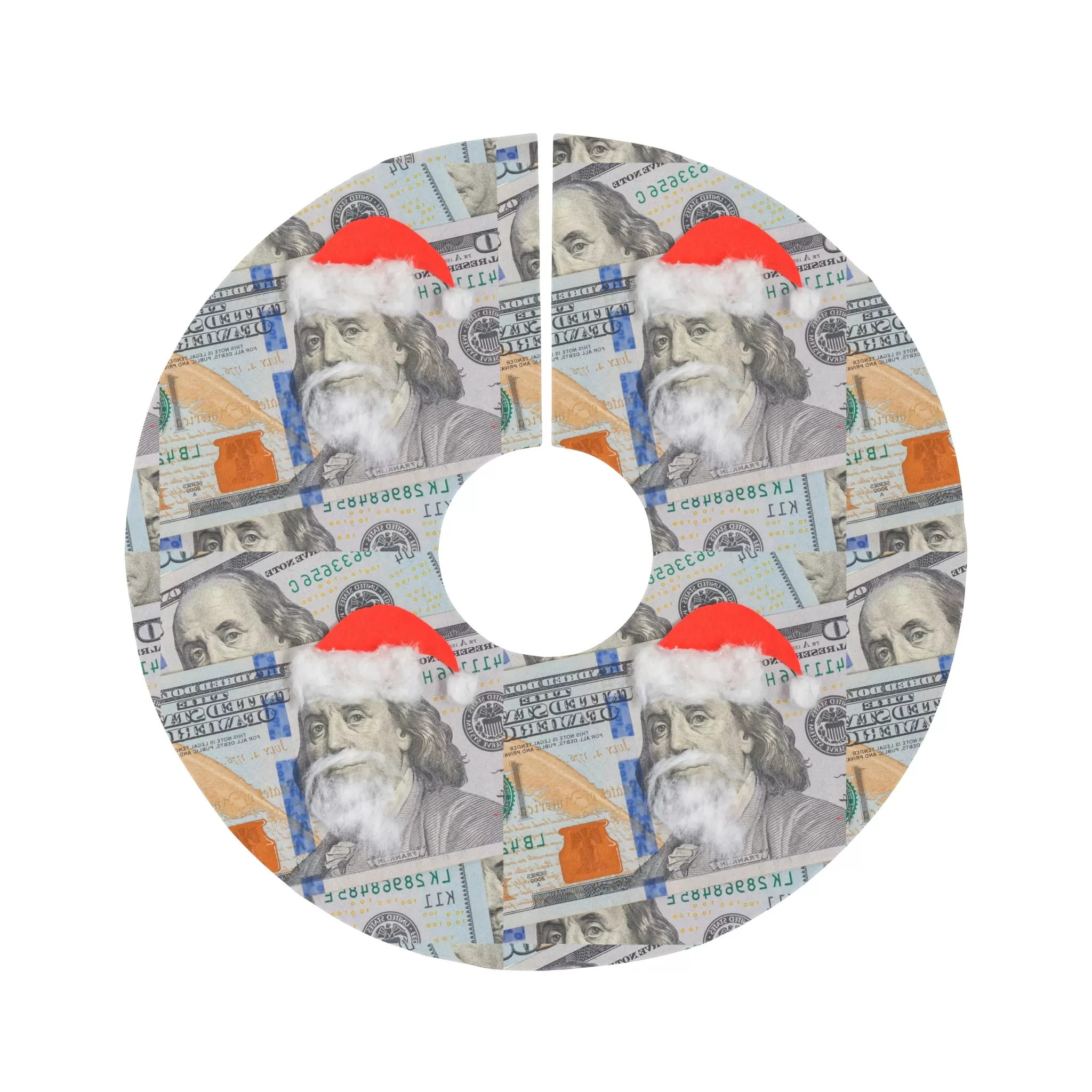 Benjamin Franklin Santa Round Tree Skirt