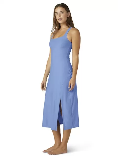 Beyond Yoga Featherweight Getaway Dress FLOWER BLUE HEATHER