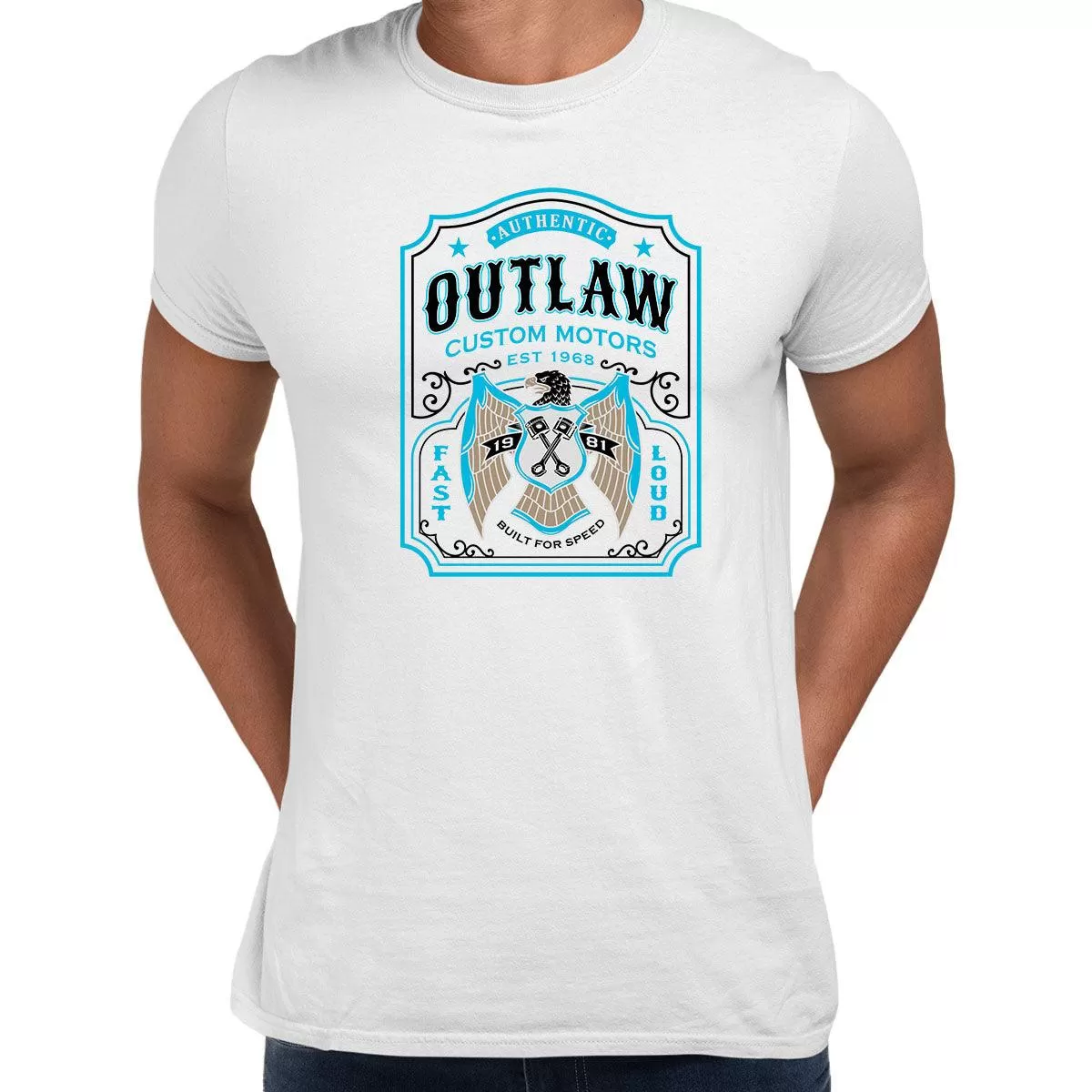 Biker Authentic Outlaw T-Shirt for Men Motorbike Motorcycle Cafe Racer Chopper Bike Unisex T-Shirt