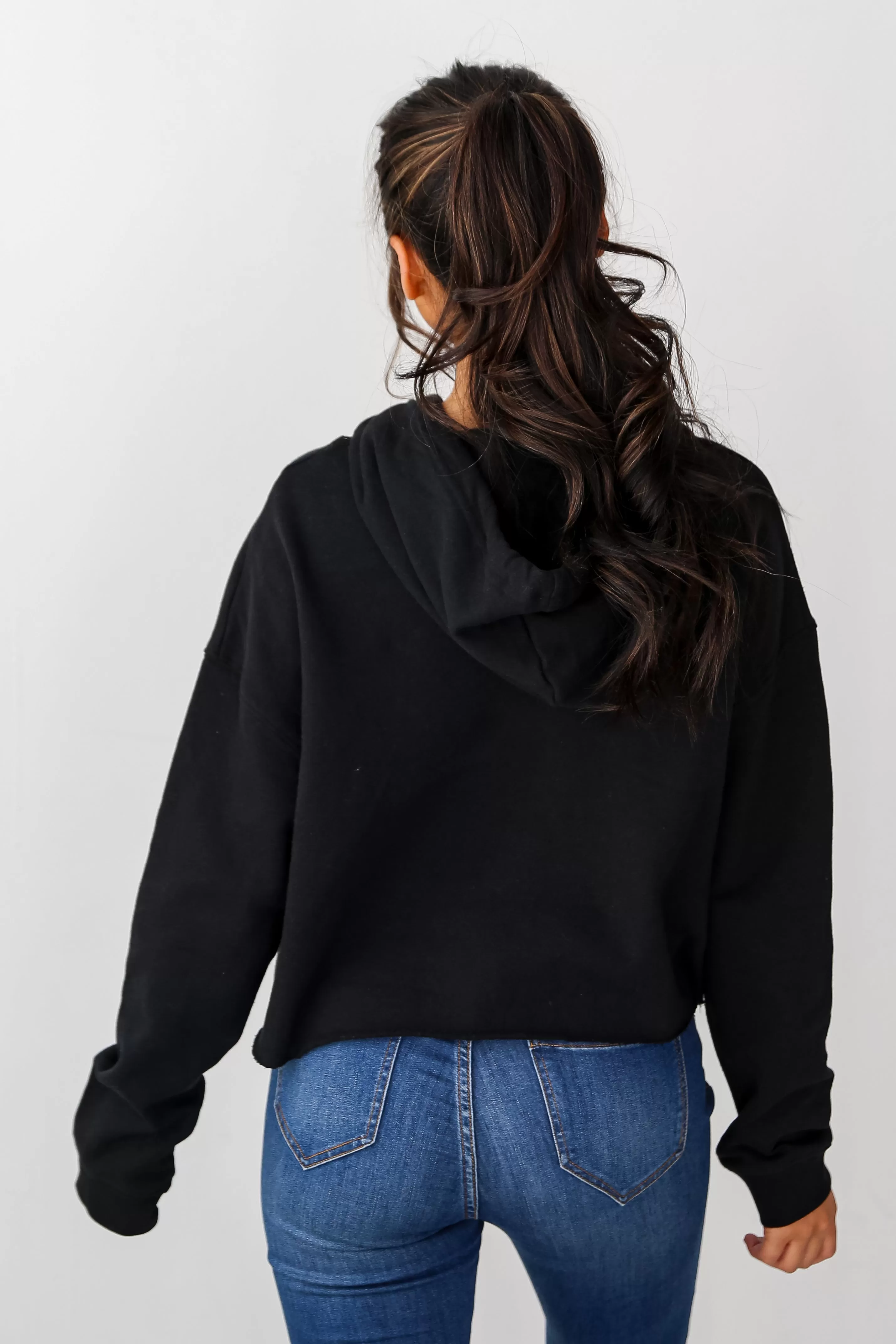 Black Georgia Cropped Hoodie