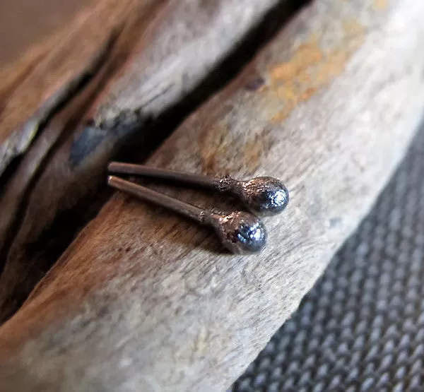 Black Sterling Silver Ball Earrings