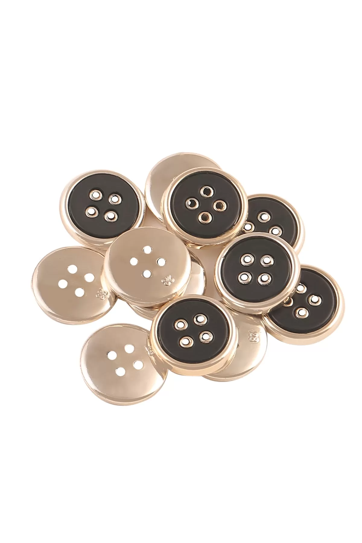 Black with Golden Round Shape 4-Hole ABS Button