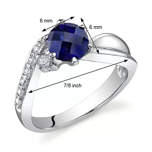 Blue Sapphire Ring Sterling Silver Round Shape 1.25 Carats Size 6