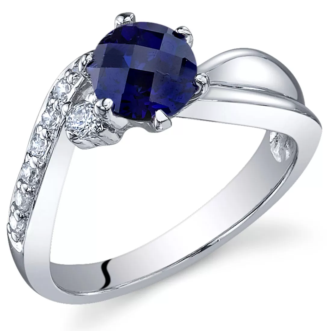 Blue Sapphire Ring Sterling Silver Round Shape 1.25 Carats Size 6