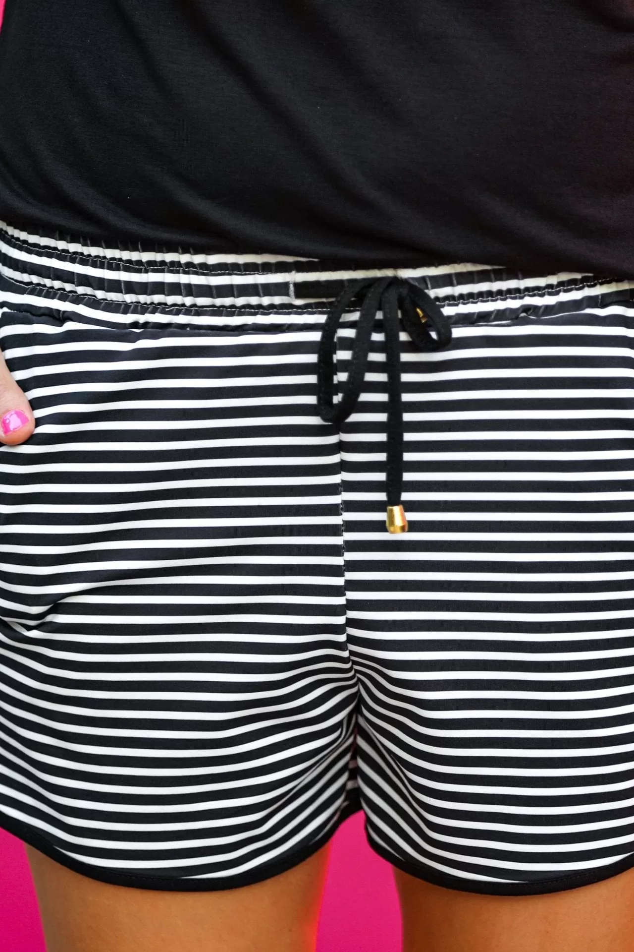 Blurred Lines Striped Drawstring Everyday Shorts