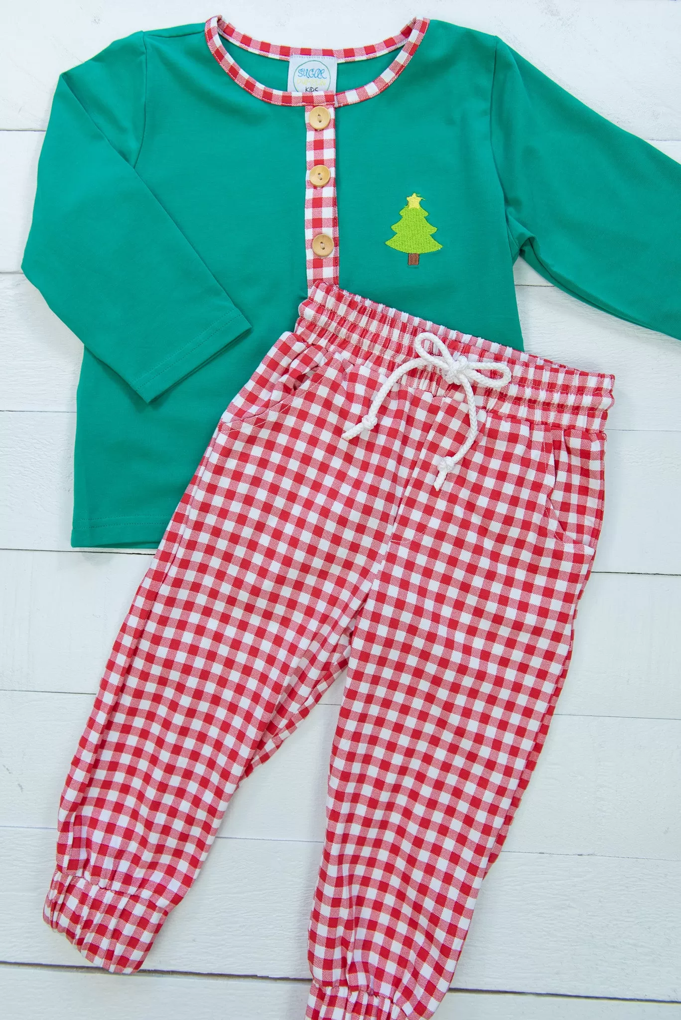 Boys Applique Christmas Tree Jogger Set