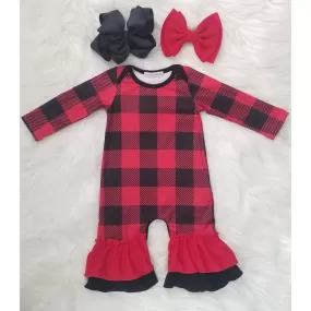 Buffalo Plaid Ruffle Romper