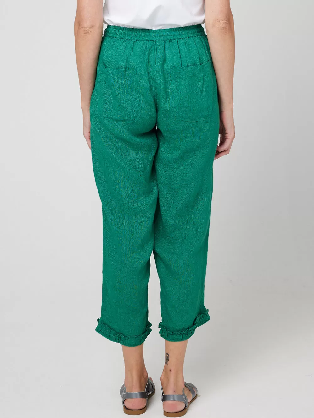 CAKE LINEN RUFFLE CAPRI PANT