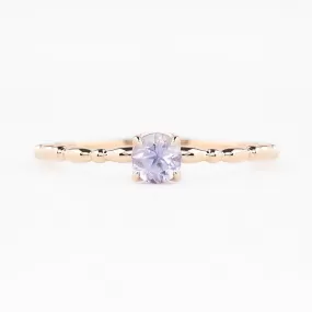 Candy Ring 4mm 0.30ct Lavender Purple Round Madagascar Sapphire, 14K Rose Gold