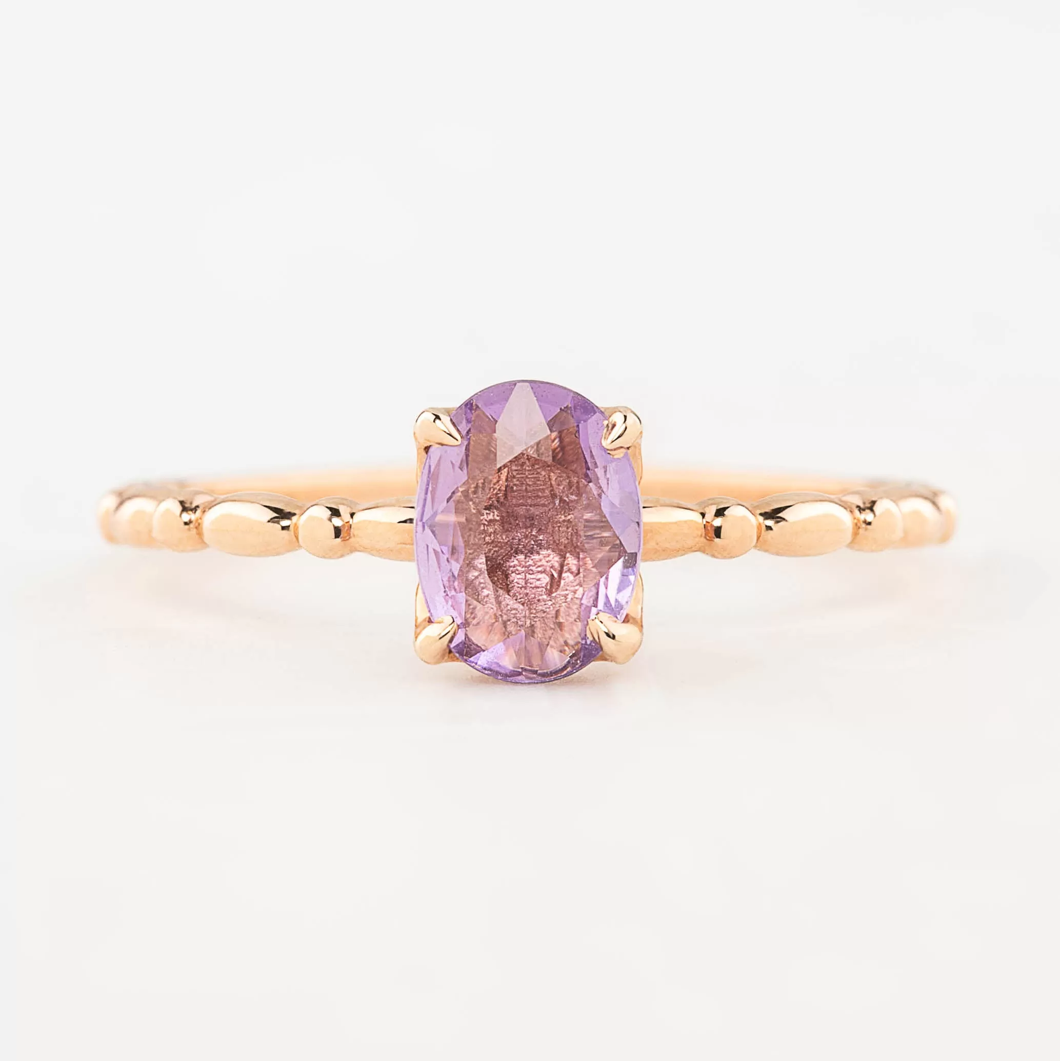 Candy Ring 7x5mm 0.40ct Unheated Purple Sapphire, 14k Rose Gold (One of a kind)