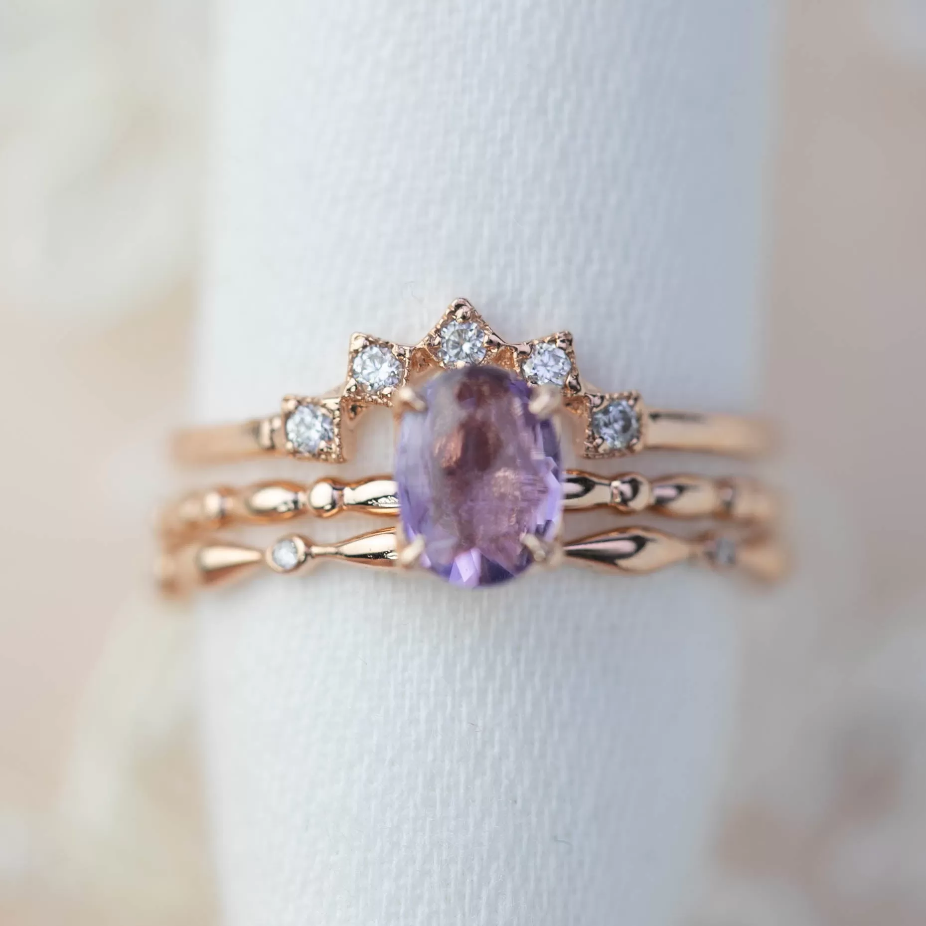 Candy Ring 7x5mm 0.40ct Unheated Purple Sapphire, 14k Rose Gold (One of a kind)