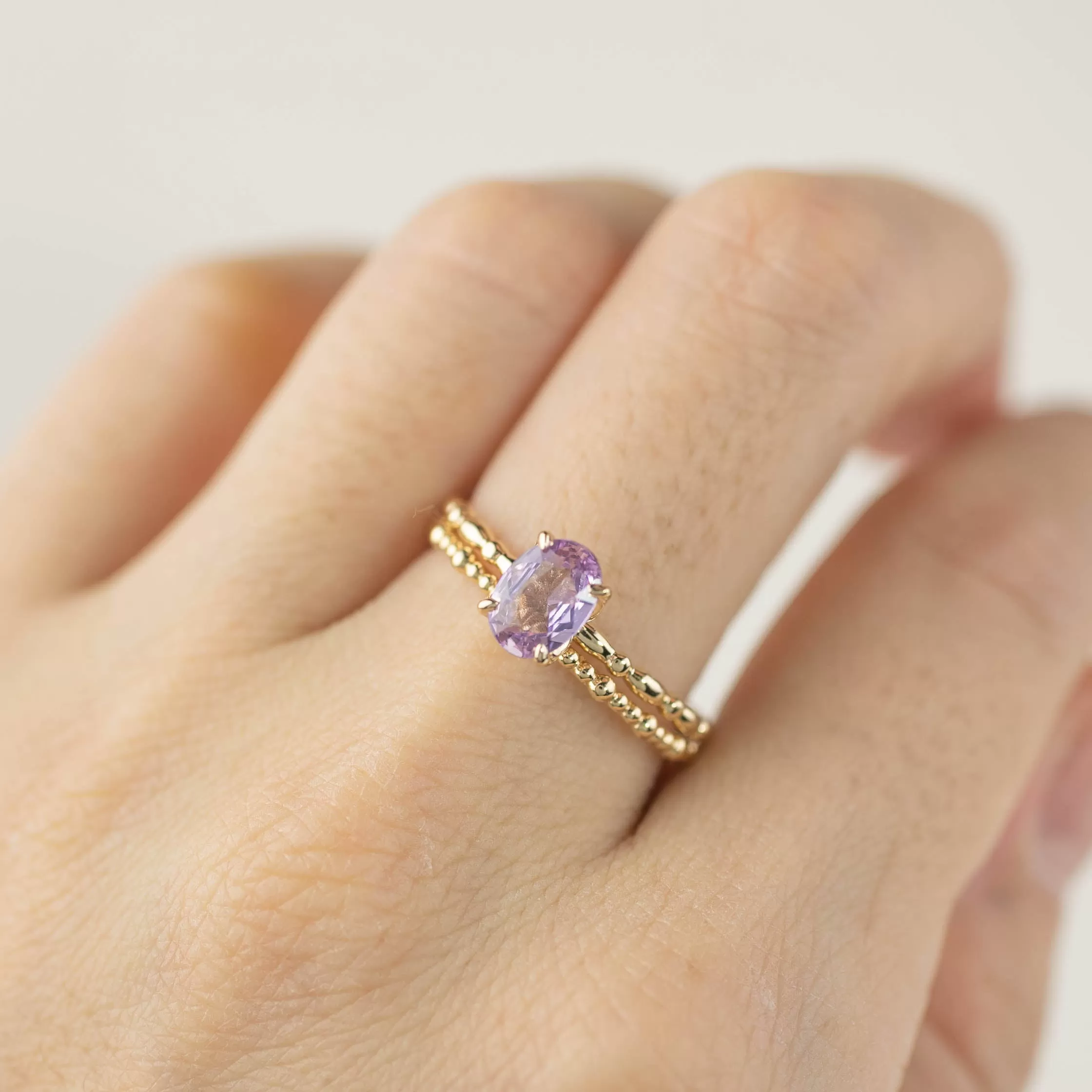 Candy Ring 7x5mm 0.40ct Unheated Purple Sapphire, 14k Rose Gold (One of a kind)