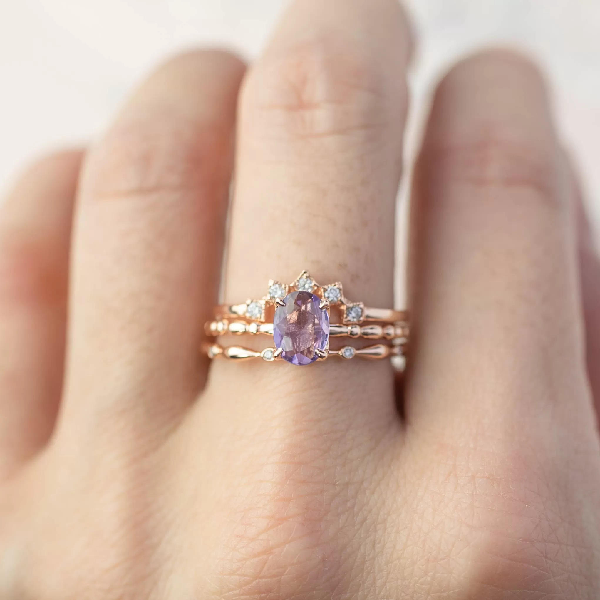 Candy Ring 7x5mm 0.40ct Unheated Purple Sapphire, 14k Rose Gold (One of a kind)