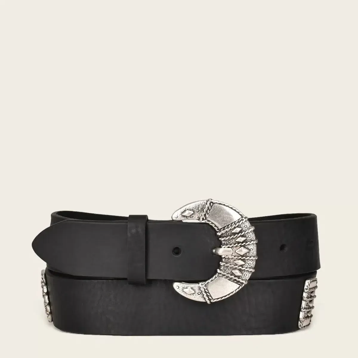 CD9856R - Cuadra black casual western leather belt for women