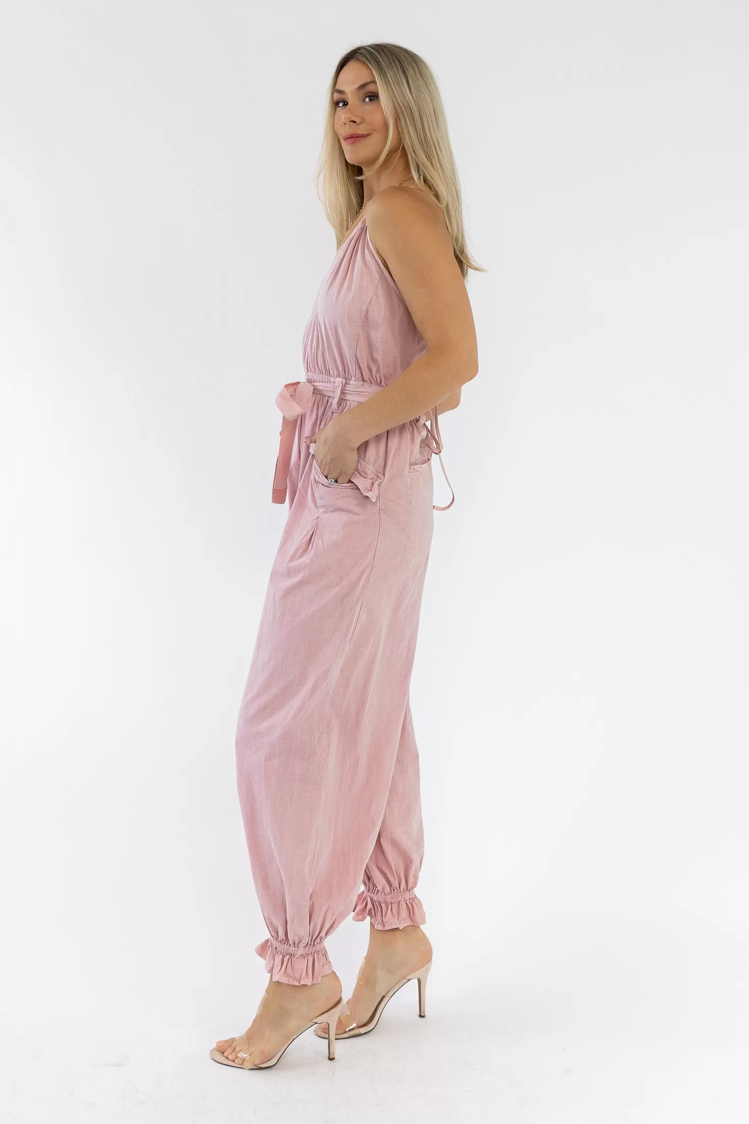 Chantelle Pink Ruffle Hem Jumpsuit