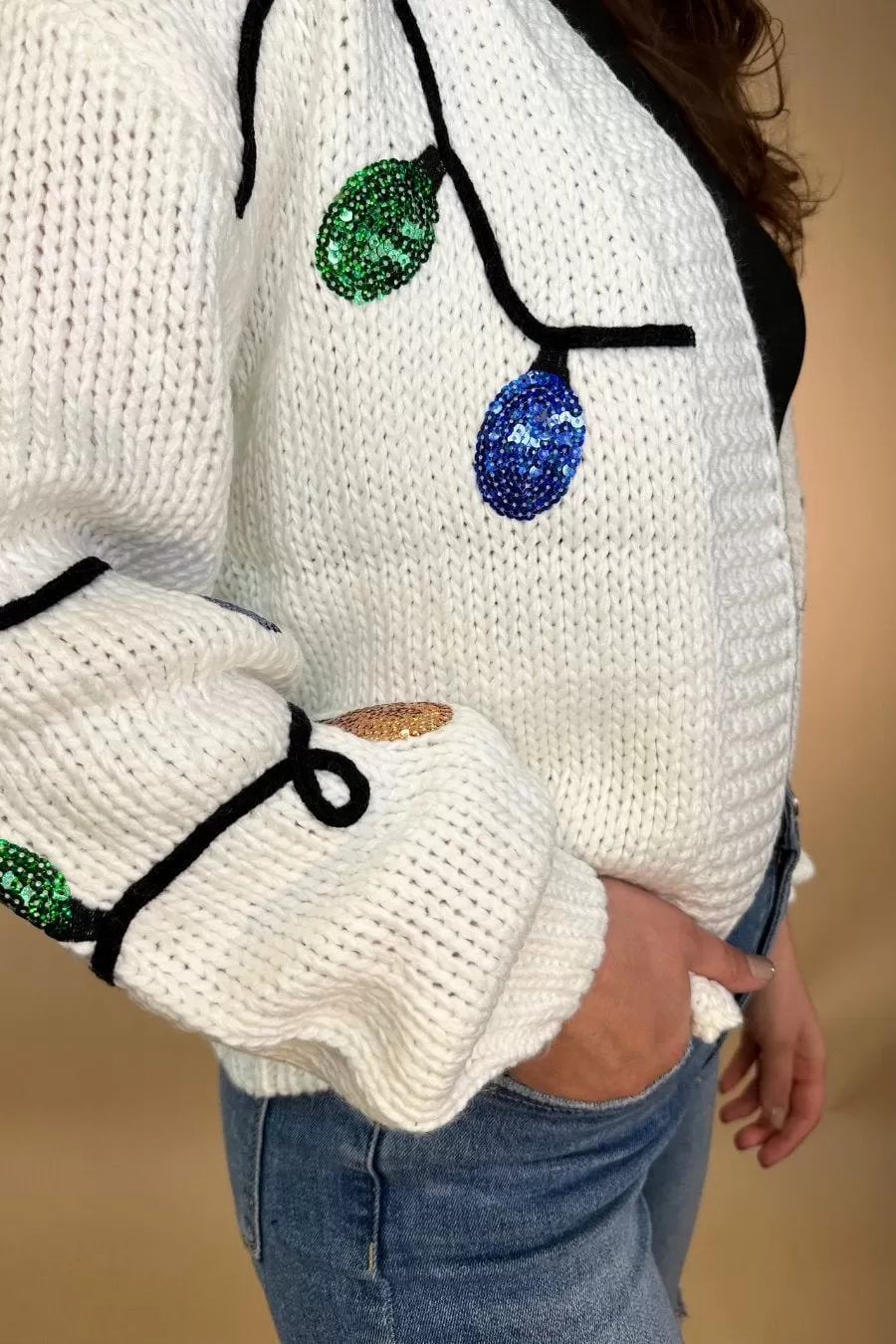 Christmas Light Sequin Cardigan