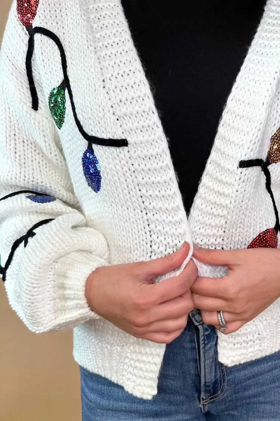 Christmas Light Sequin Cardigan