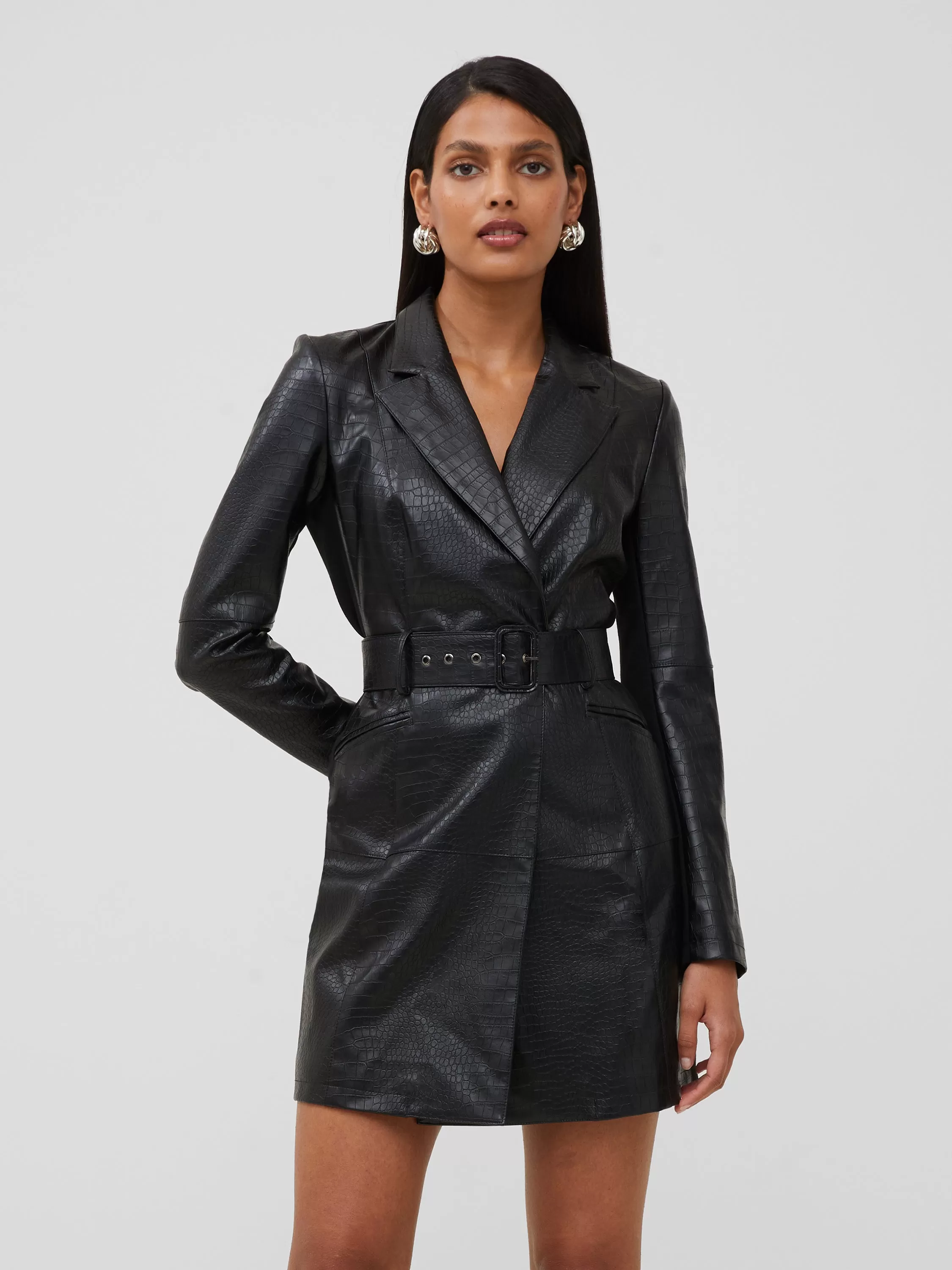 Clancy Faux Leather Belted Mini Dress