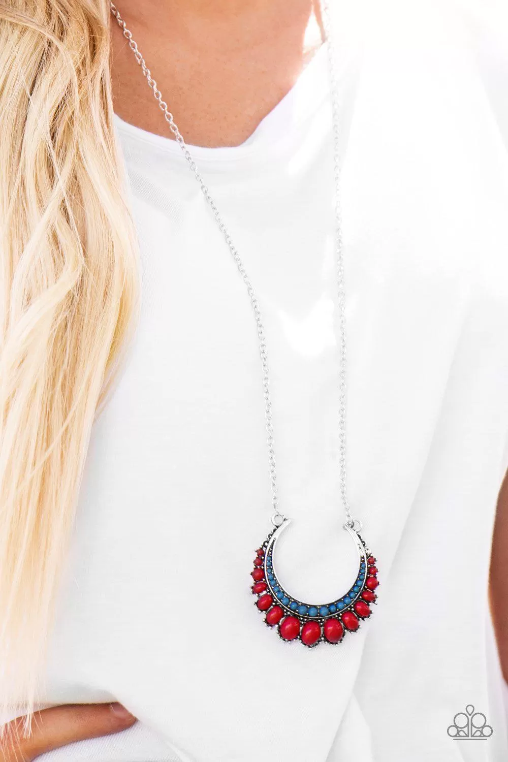 Count To Zen Multi - Red and Blue Necklace - Paparazzi Accessories