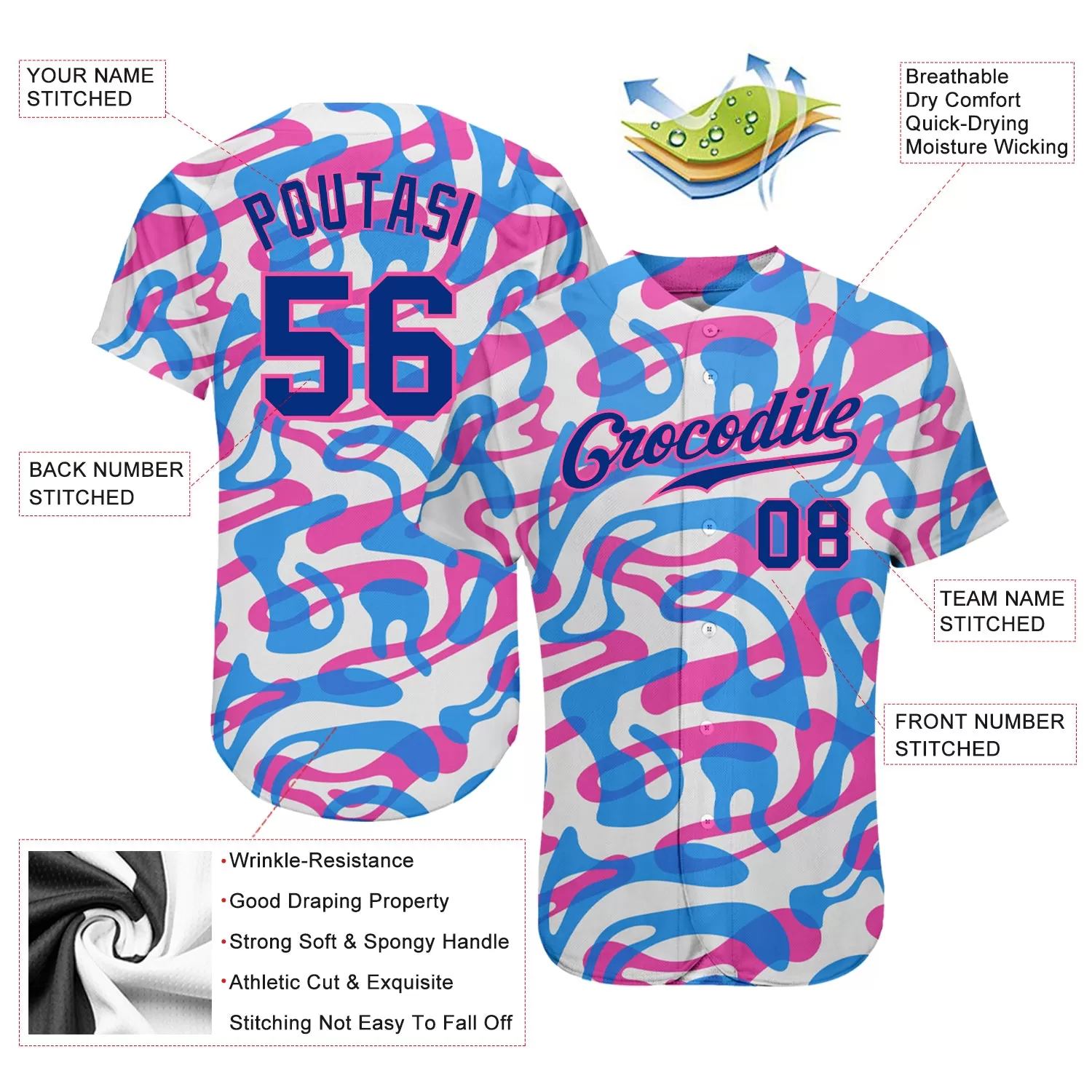 Custom 3D Pattern Design Music Festival Authentic Baseball Jersey